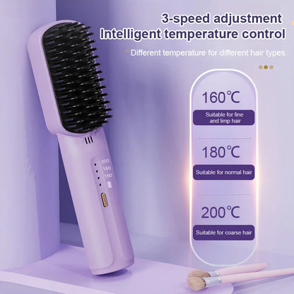 Negative ions do not hurt hair-Portable cordless mini hair straightening comb🪮