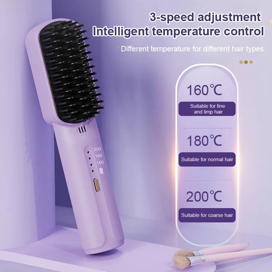 Negative ions do not hurt hair-Portable cordless mini hair straightening comb🪮